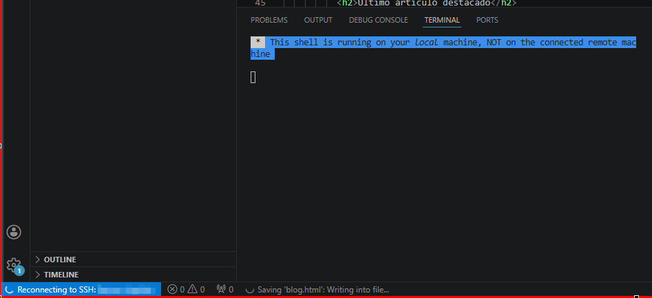 VS Code reconnecting to SSH